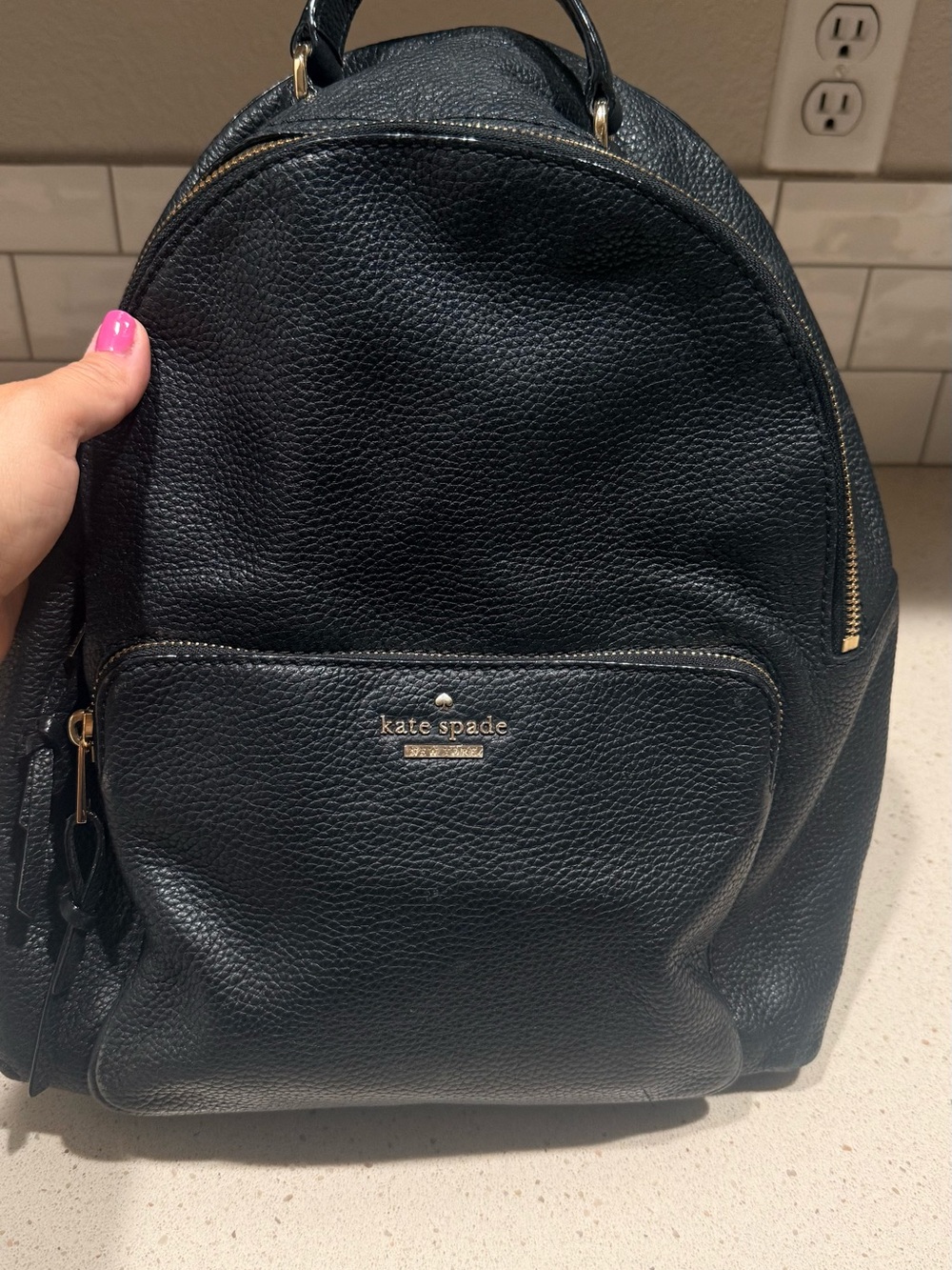 kate spade Black Pebbled Leather Mini Backpack